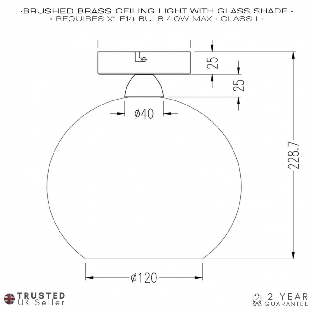 Happy Homewares Brushed Gold Ceiling Light with Emerald Green Glass Shade Image 6