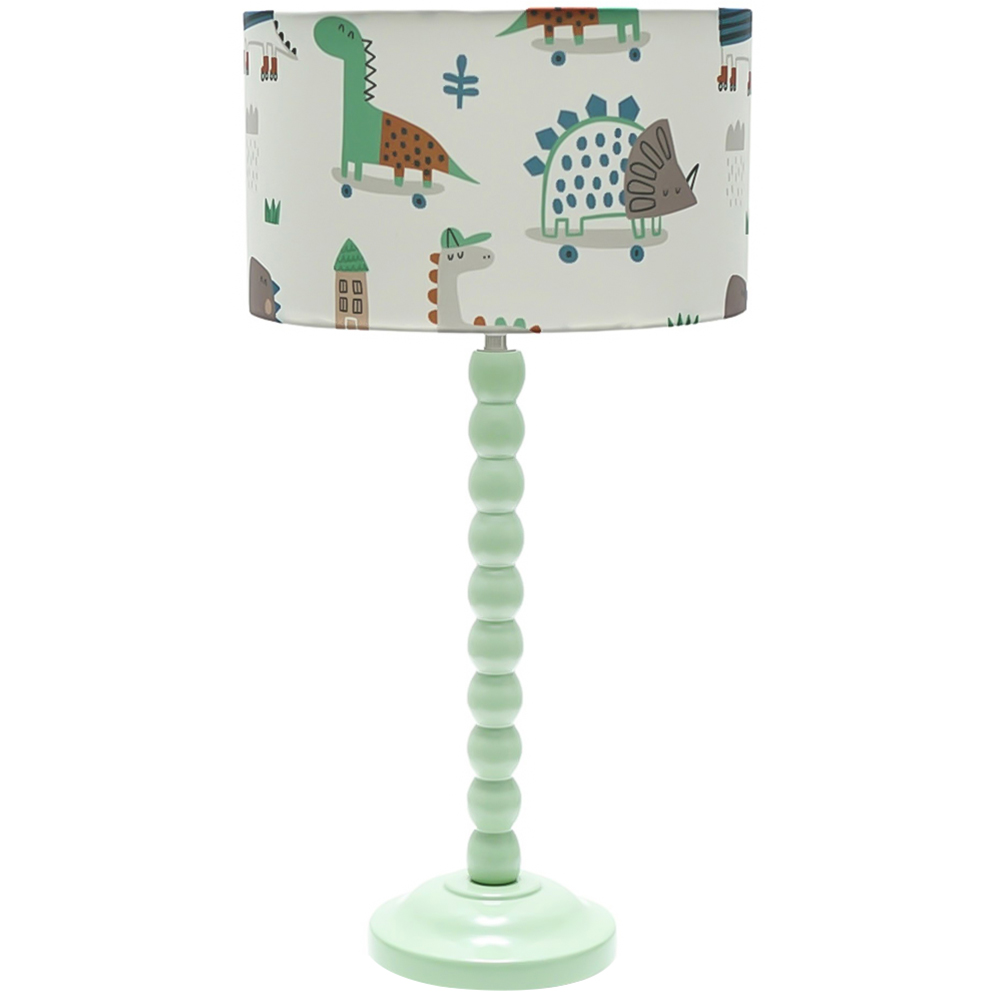 ValueLights Bobbins Cartoon Dino Sage Green LED Table Lamp Image 1