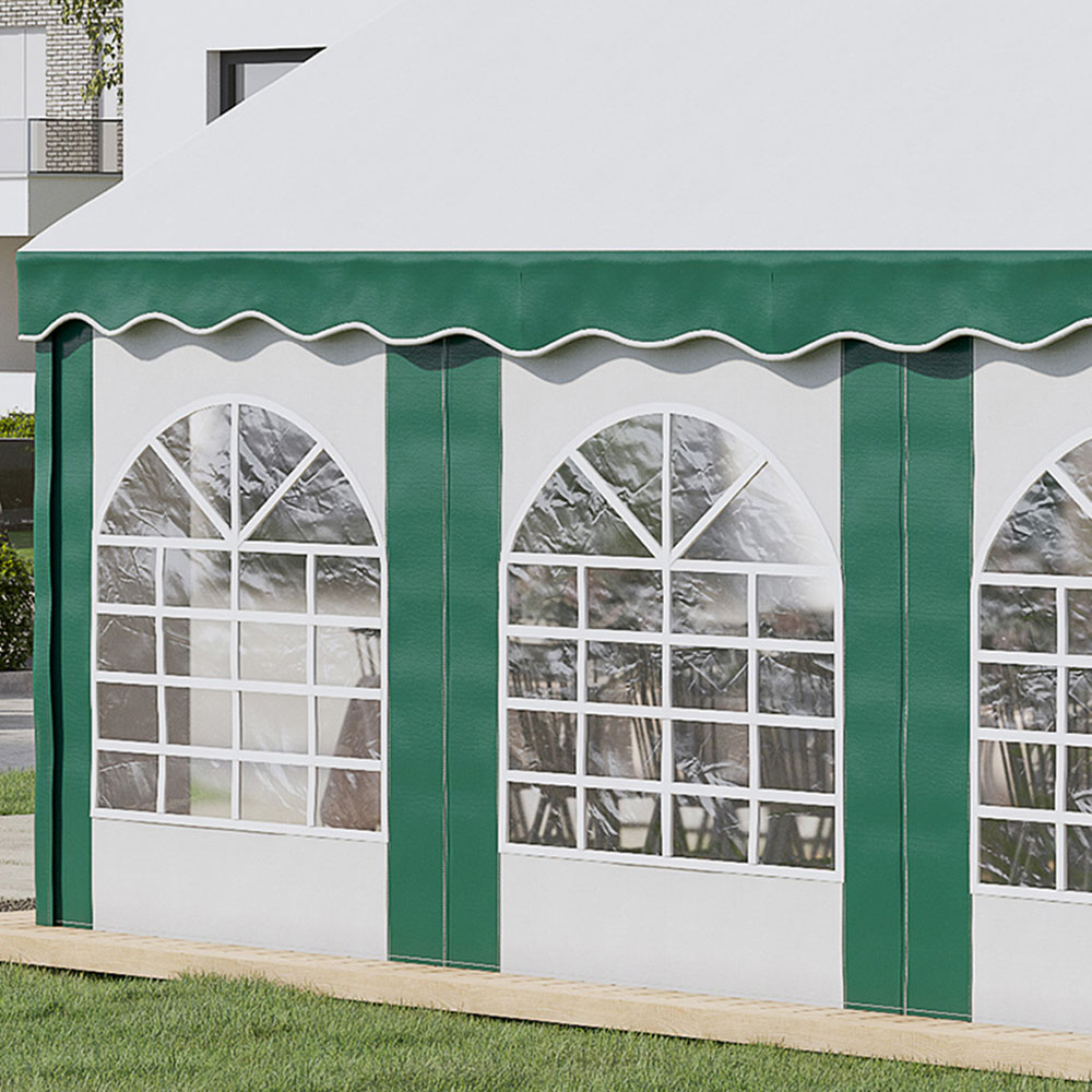 Outsunny 6 x 4m White and Green Marquee Party Tent with Sides Image 4