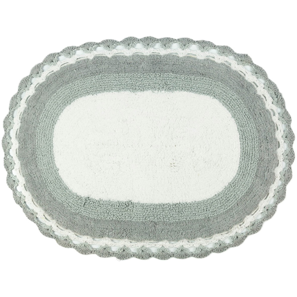 Allure Bath Fashions Grey Crochet Edged Reversible Bath Mat Image 1