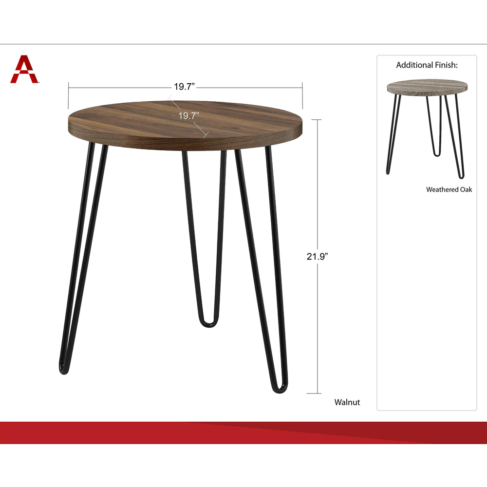 Dorel Owen Grey Oak Round End Table Image 8