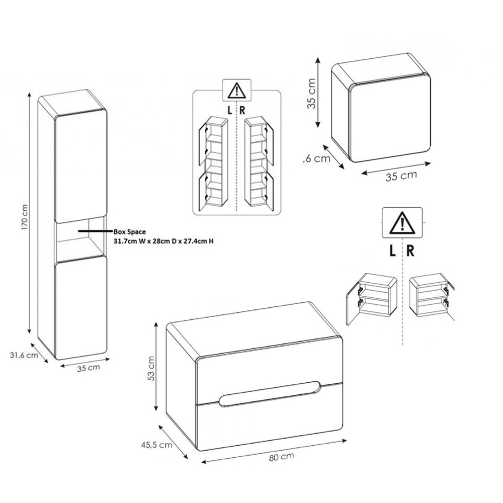 Impact Furniture Aruba White Gloss and Oak Wotan 5 Piece Floating Bathroom Furniture Set Image 9