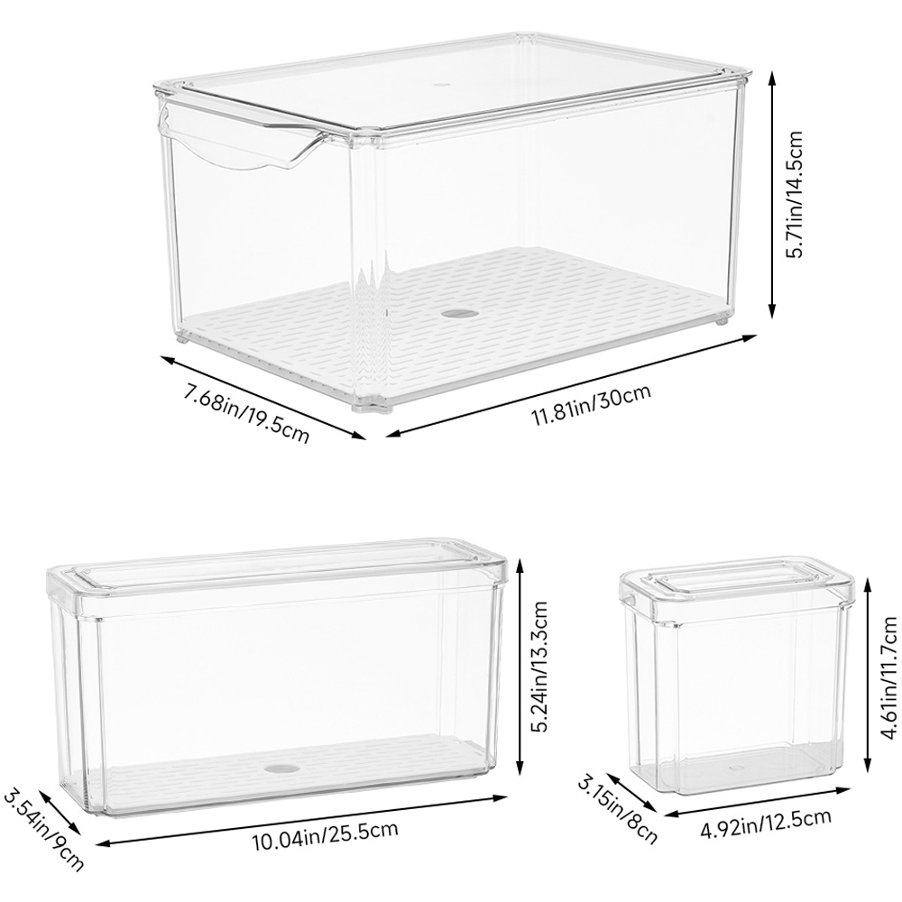 Living and Home Clear Stackable Fridge Organiser Storage Box Set with Draining Board 7 Pack Image 8