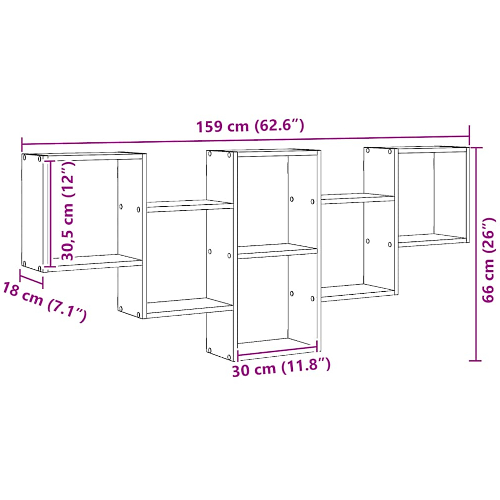 vidaXL 8 Shelf Artesian Oak Floating Wall Shelf Image 9