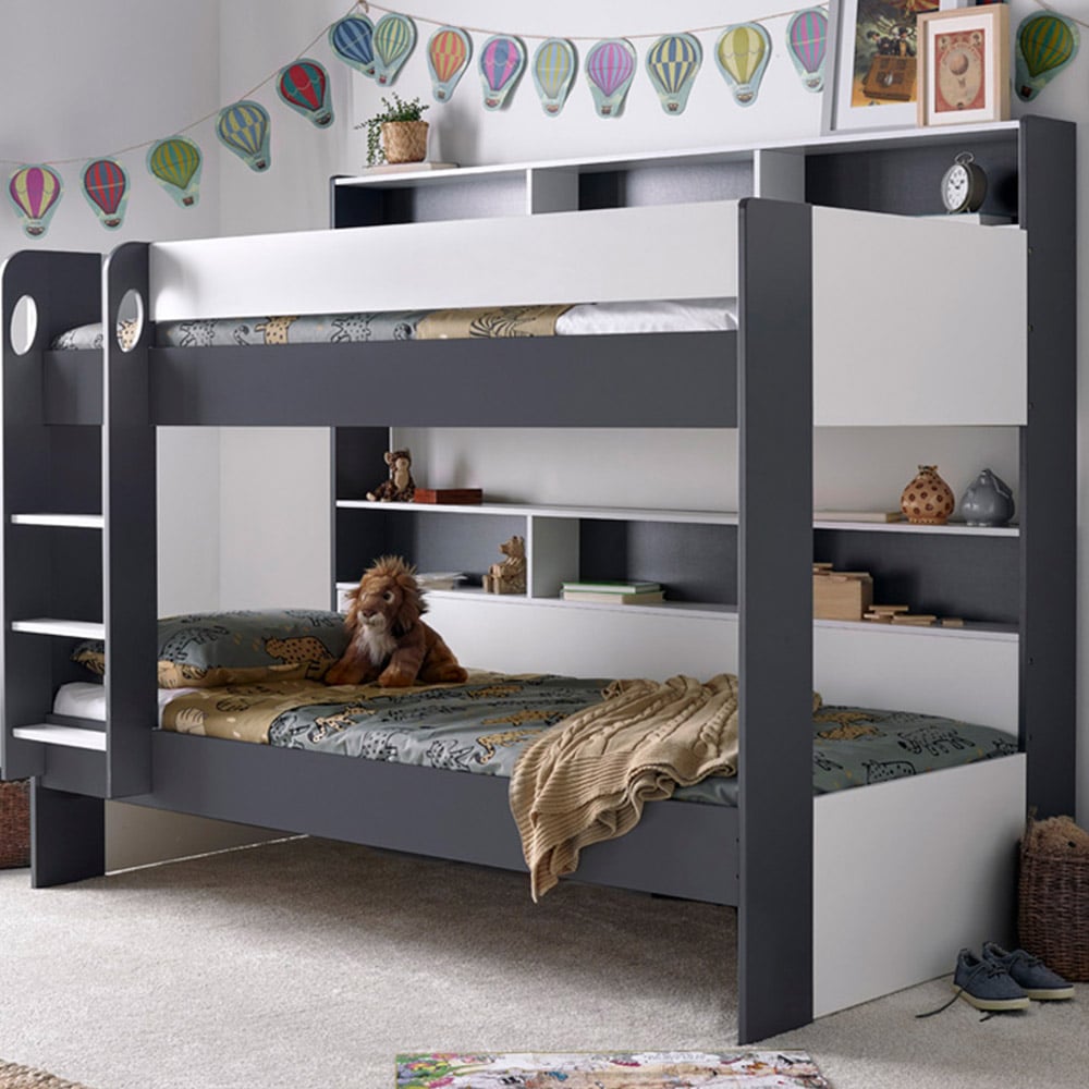 Oliver Grey and White Storage Bunk Bed Image 1