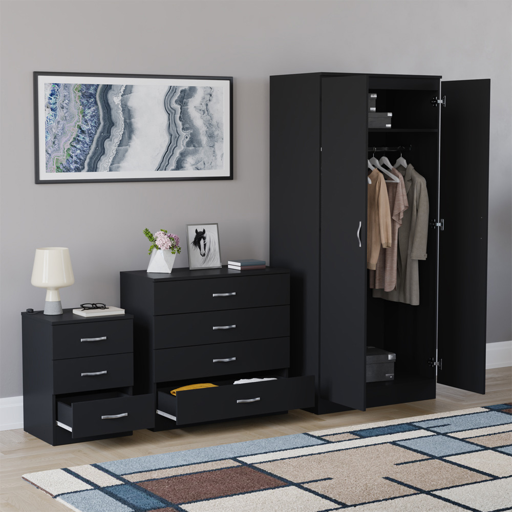 VIDA DESIGNS Riano Black 3 Piece Bedroom Furniture Set Image 5