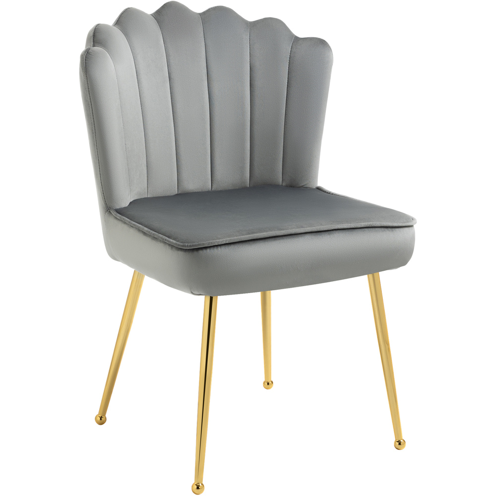 Portland Grey Velvet Shell Accent Chair Image 2