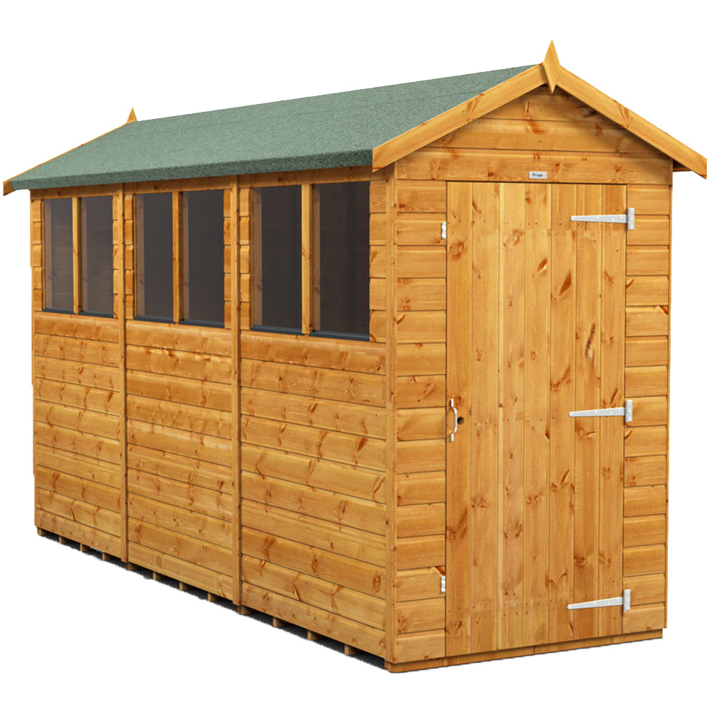 Power Sheds 12 x 4ft Apex Wooden Shed with Window Image 1