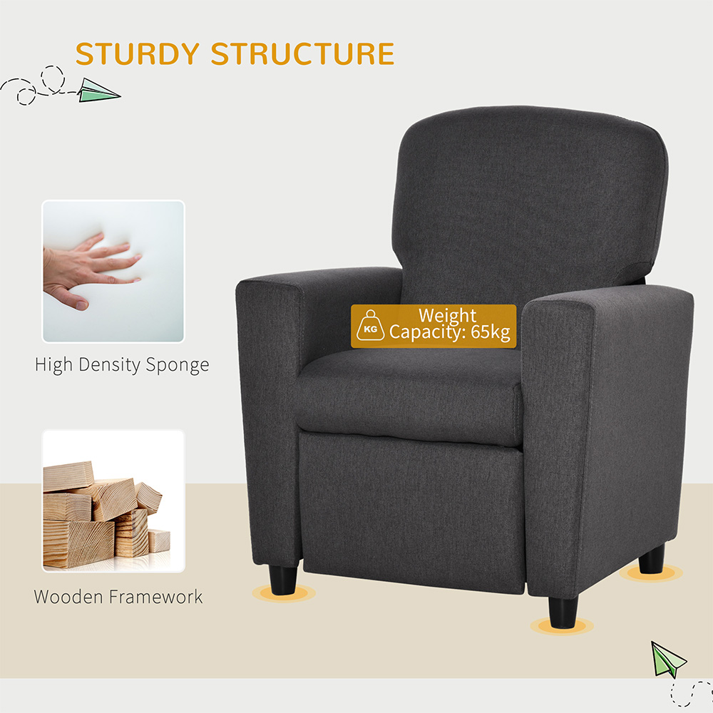 Tommy Toys Grey Linen Kids Recliner with Footrest Image 6