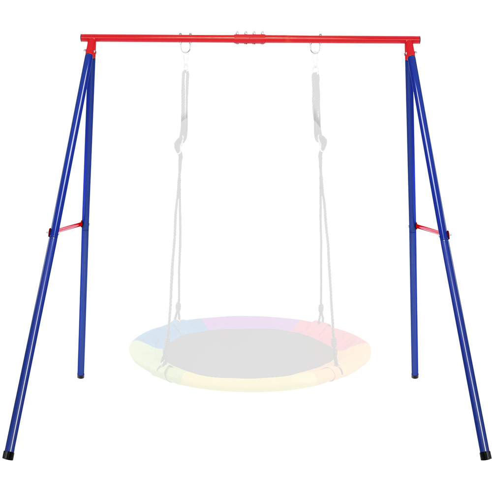 Costway Blue and Red Metal Swing Frame with Ground Stakes and Carabiners Image 1
