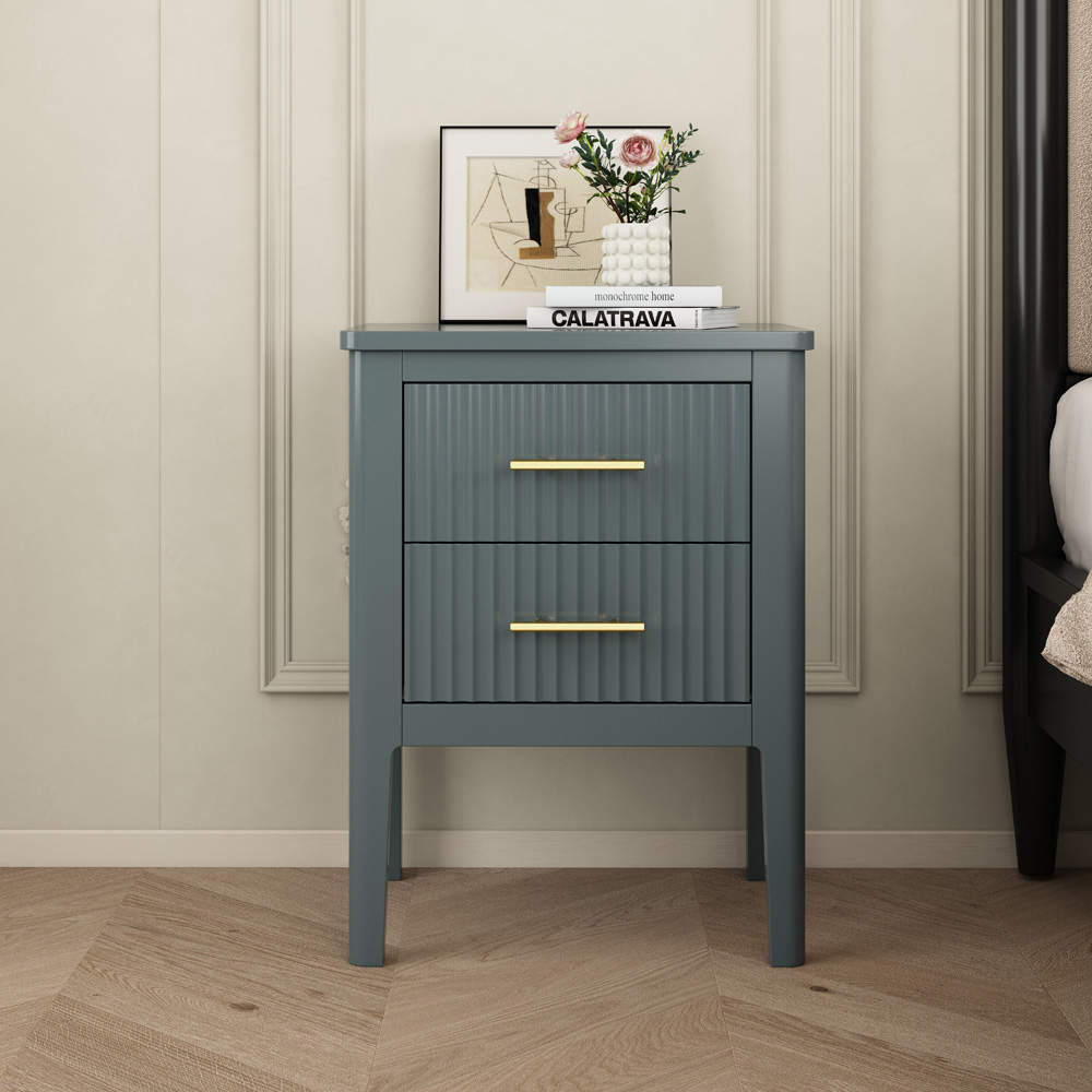 Palau 2 Drawer Grey Bedside Table Image 6