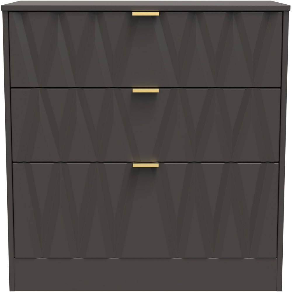 Crowndale Las Vegas 3 Drawer Graphite Deep Chest of Drawers Ready Assembled Image 3