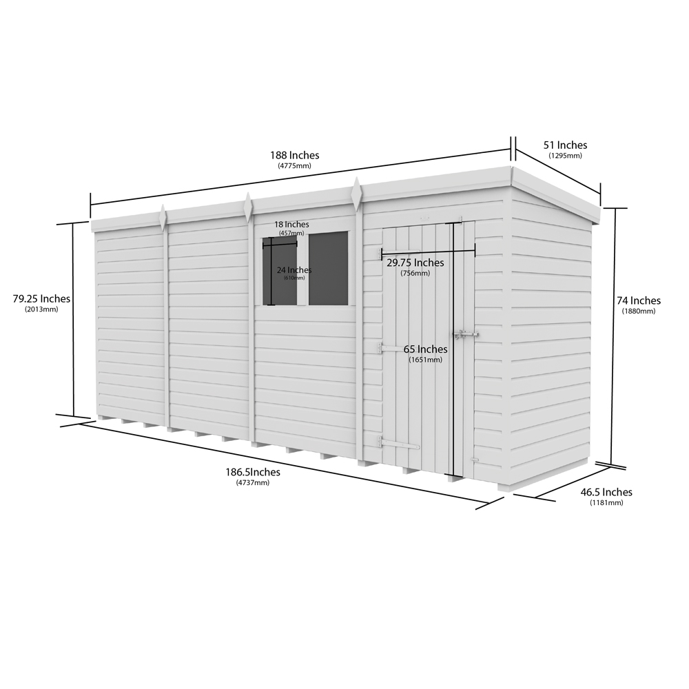 DIY Sheds 16 x 4ft Tongue and Groove Timber Pent Security Shed Image 8