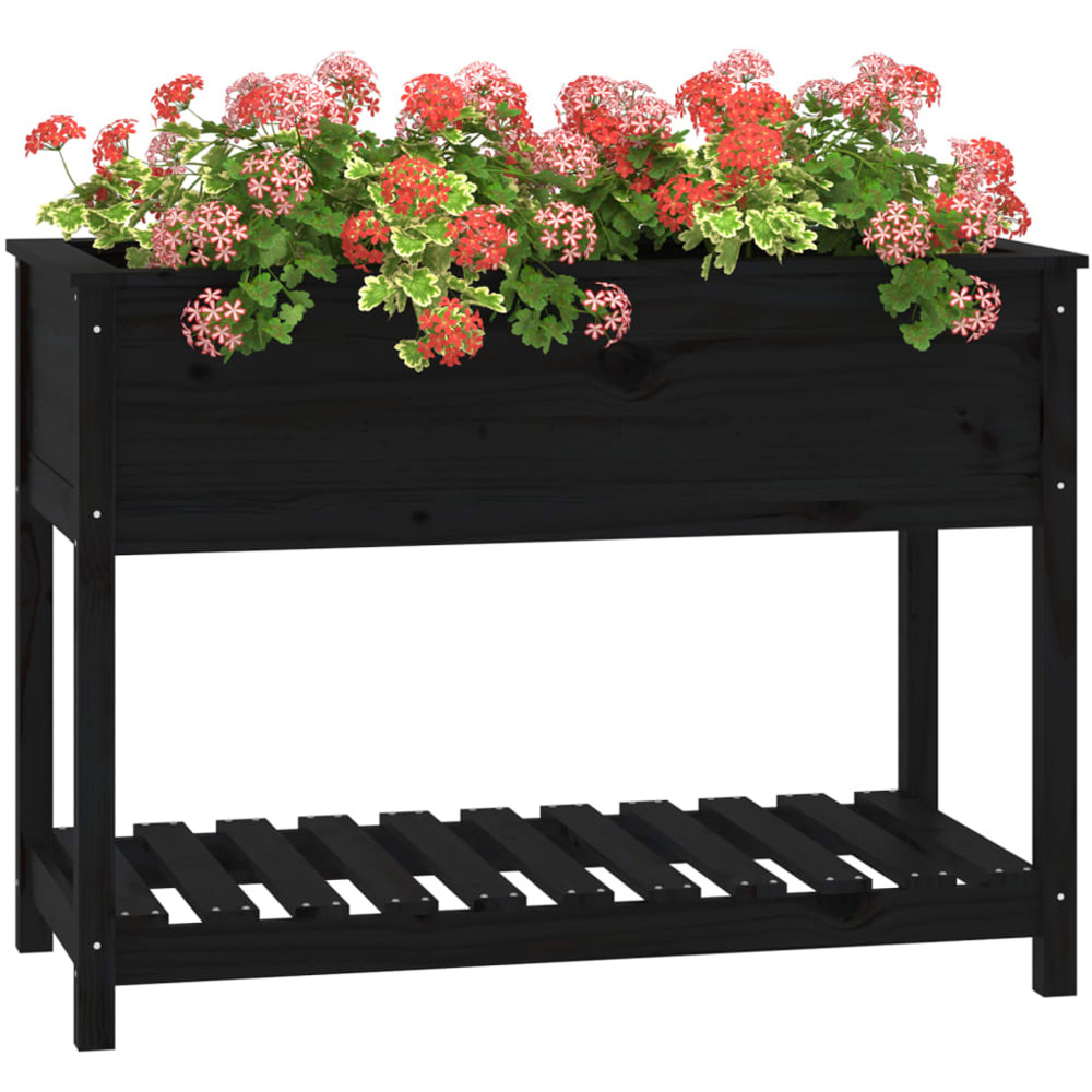 vidaXL Black Pine Wood Garden Planter 81 x 54 x 111.5cm Image 3