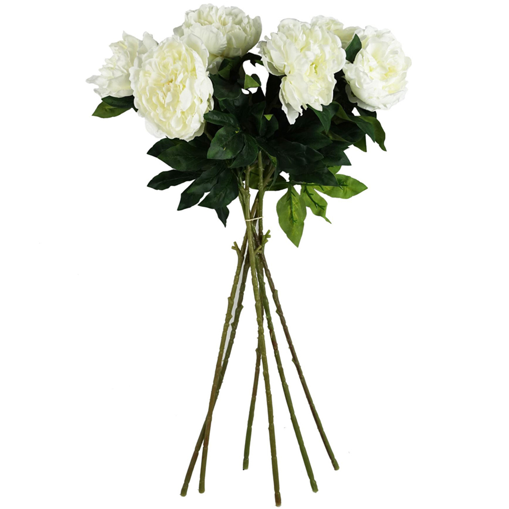 Leaf White Peony Artificial Stem 80cm 6 Pack Image 1