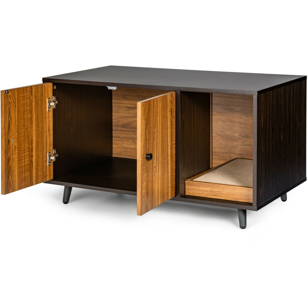 Costway 2 Door Storage Cabinet with Cat Little Box Enclosure Image 3