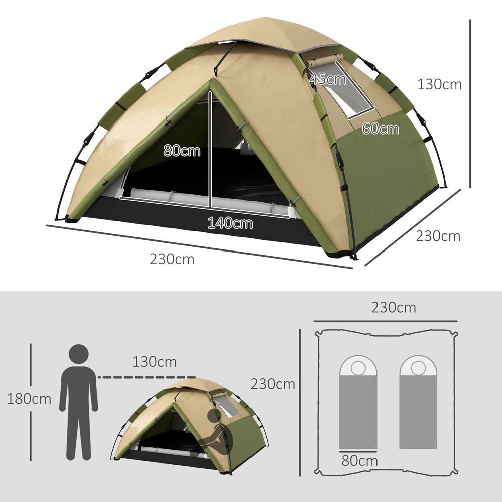 Outsunny 3-4 Person Waterproof Camping Tent Dark Green Image 8