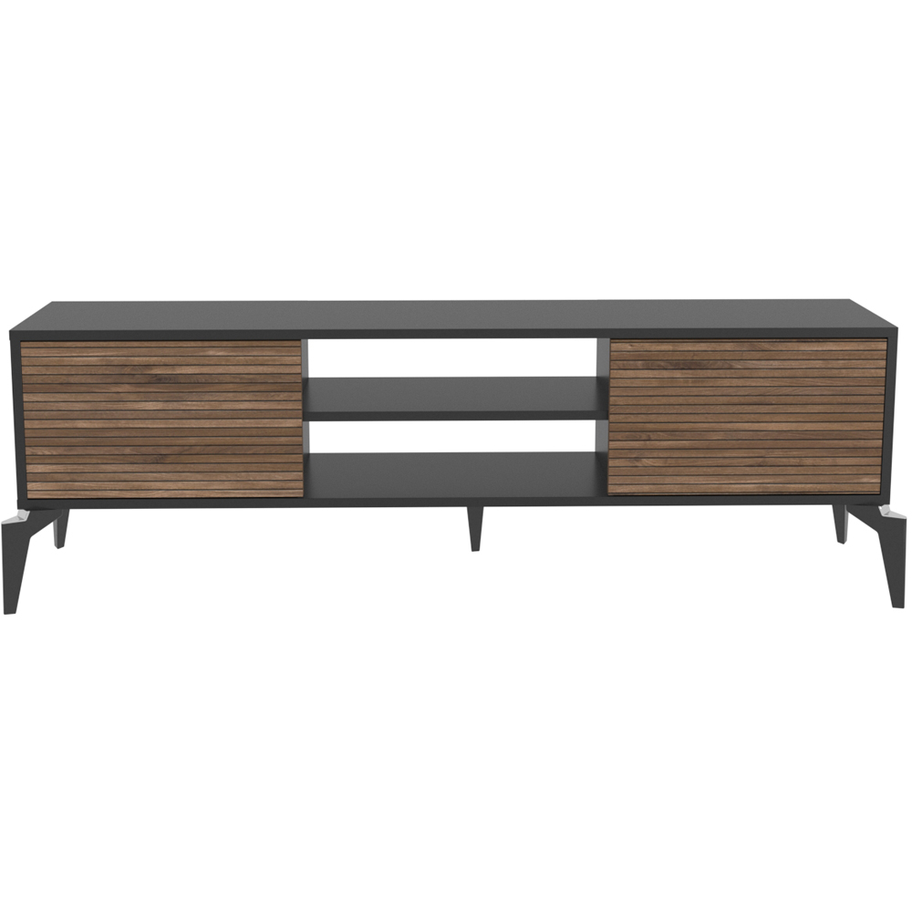 Decorotika Lojo 2 Door 2 Shelf Black Alina TV Stand for 71 inch TV Image 2
