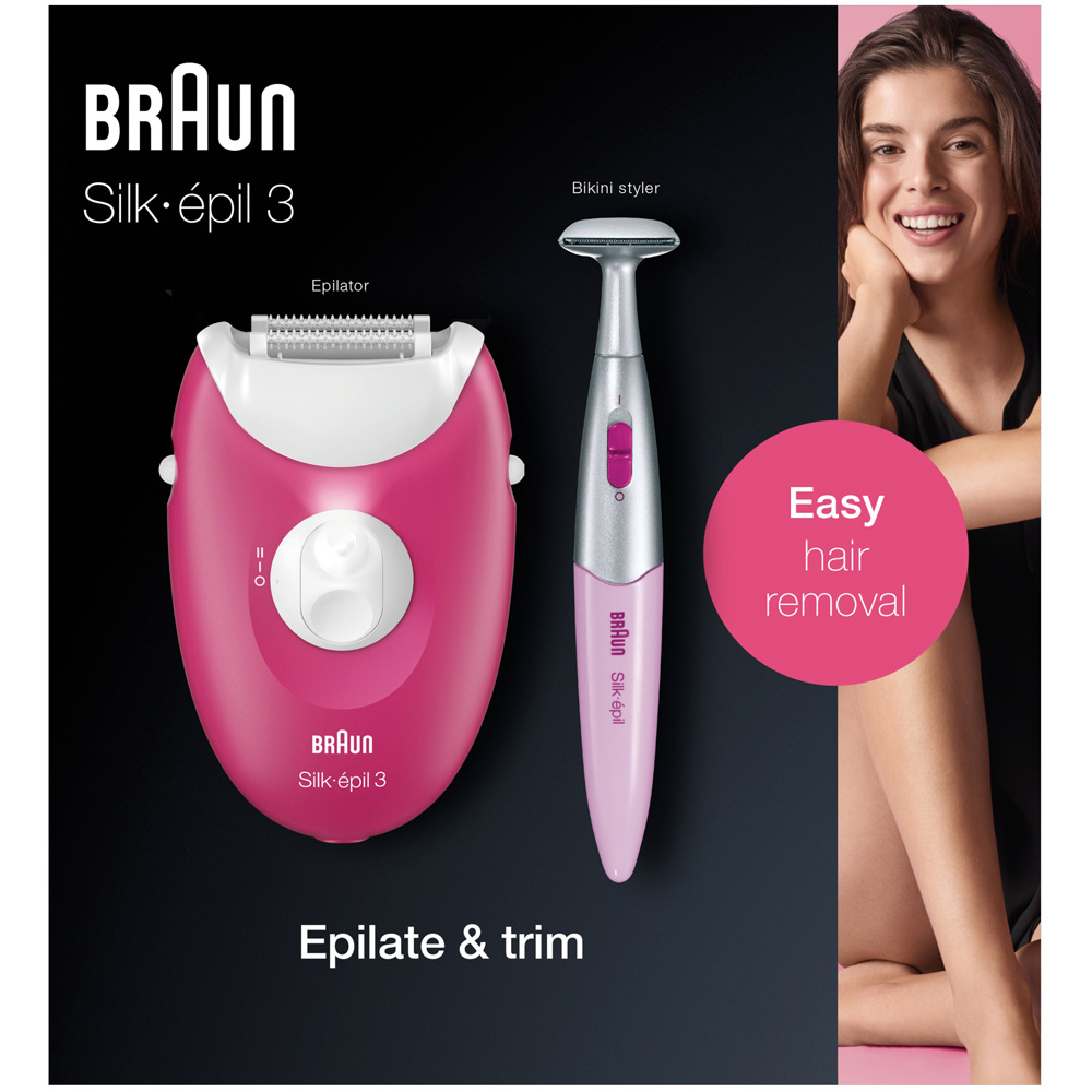 Braun SilkEpil 3-420 White and Pink Epilator for Women Image 1
