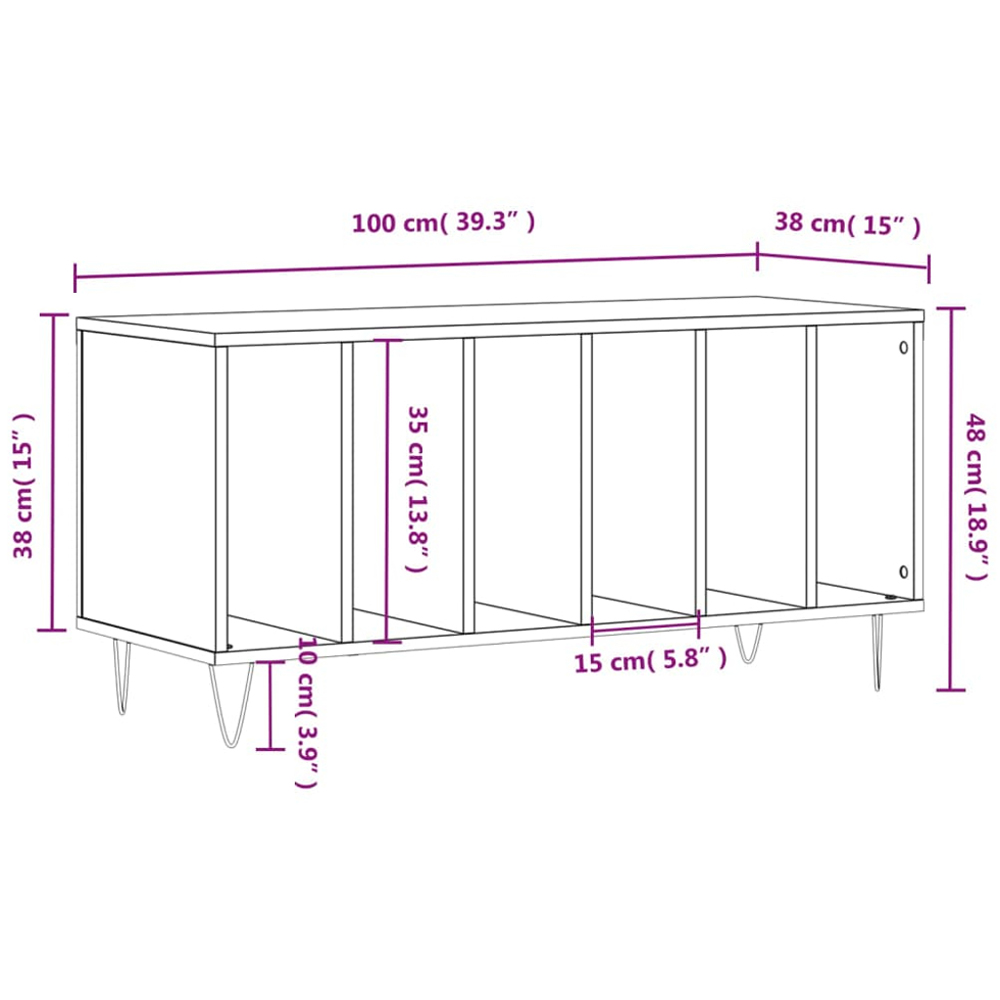 vidaXL 6 Shelf White Record Cabinet Image 9