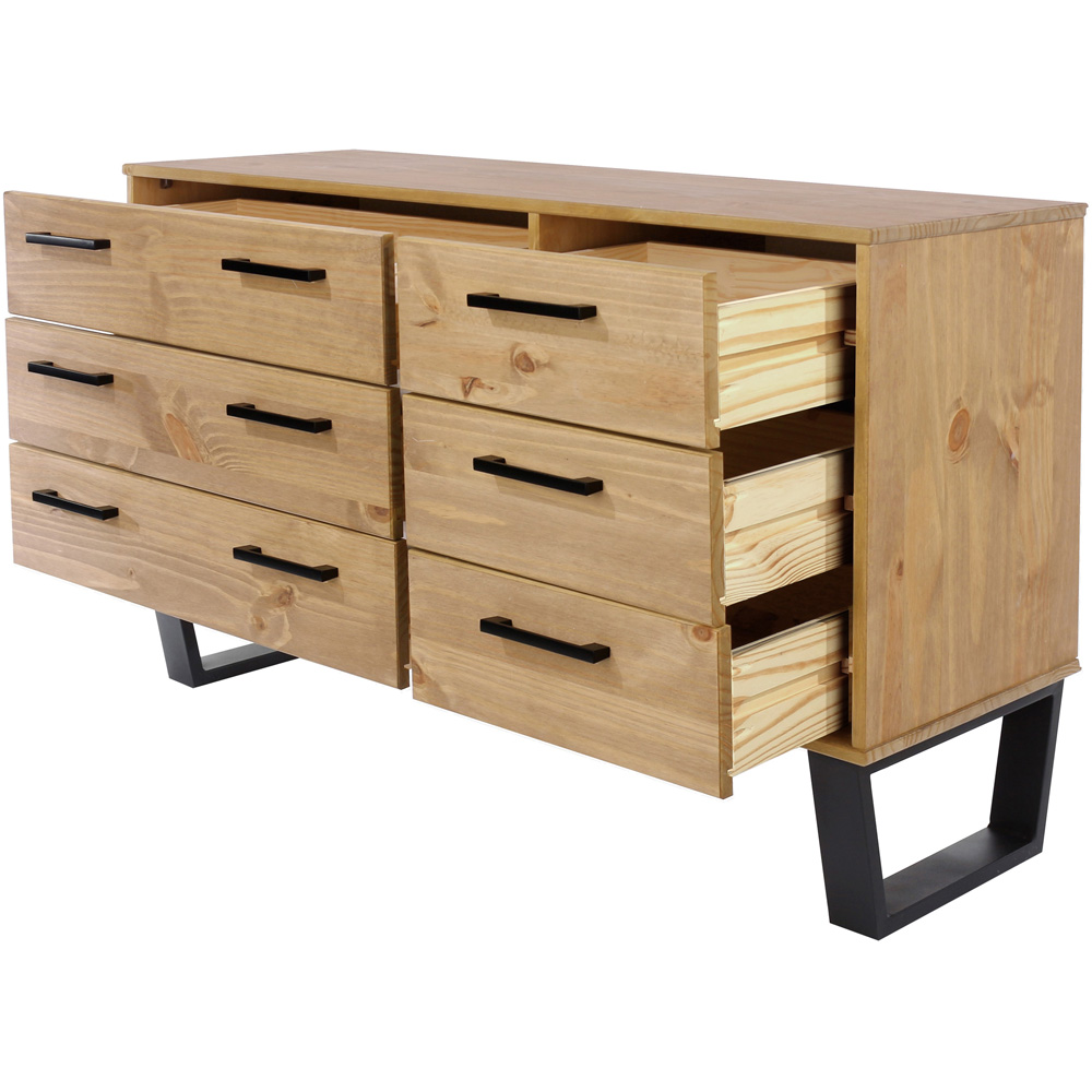 Core Products Texas 6 Drawer Antique Wax Pine Wide Chest of Drawers Image 5