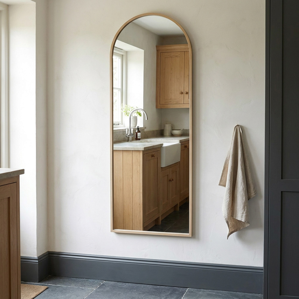 Oak Effect Arch Dress Mirror Image 2