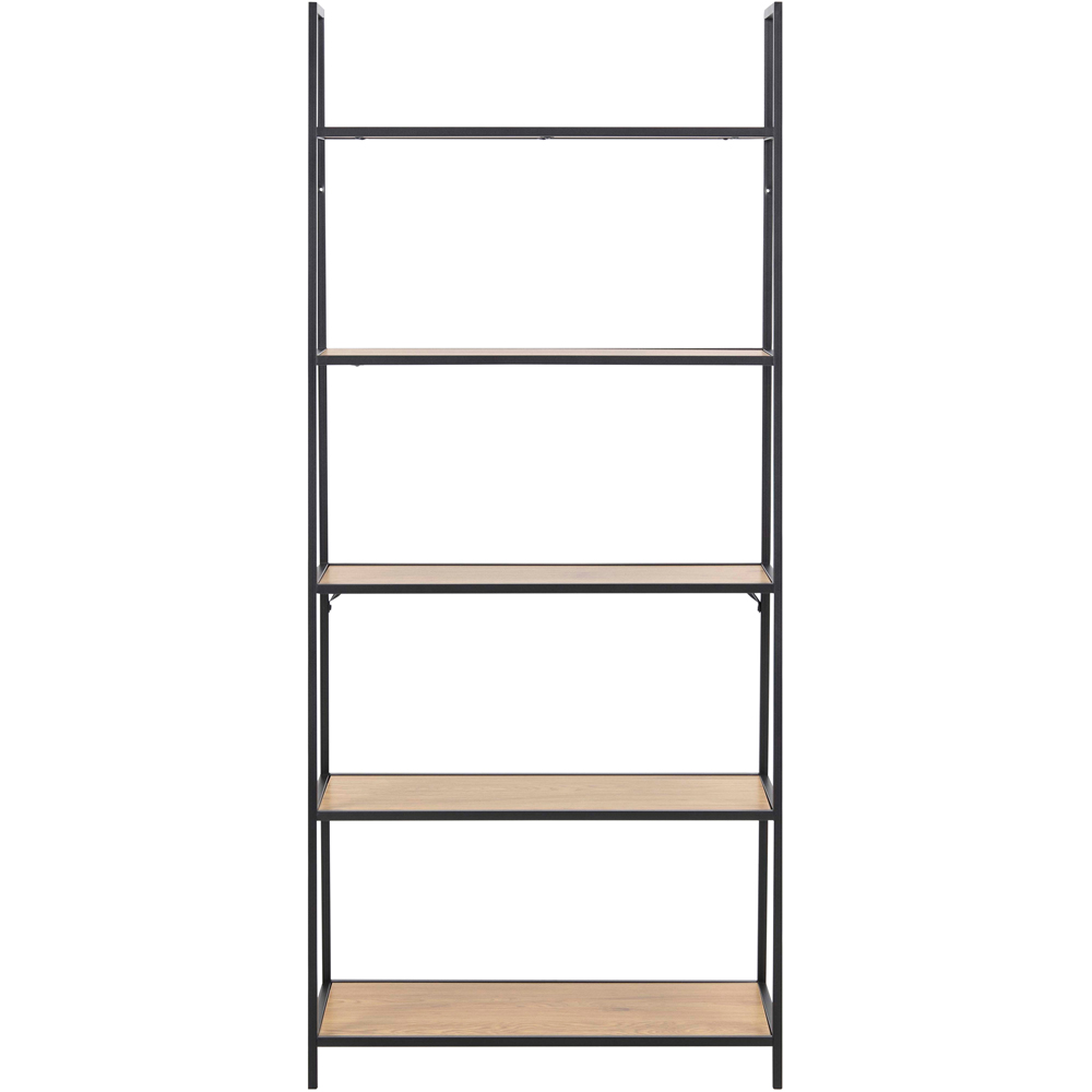 Florence Seaford 5 Shelf Oak and Black Metal Ladder Bookcase Image 3
