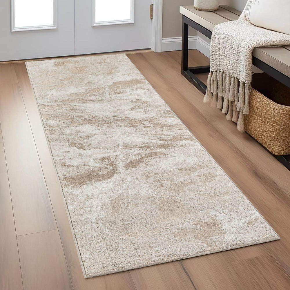Desire Rugs Elysium Modern Abstract Metallic Sheen Nebula Pearl Rug 60 x 220cm Image 2