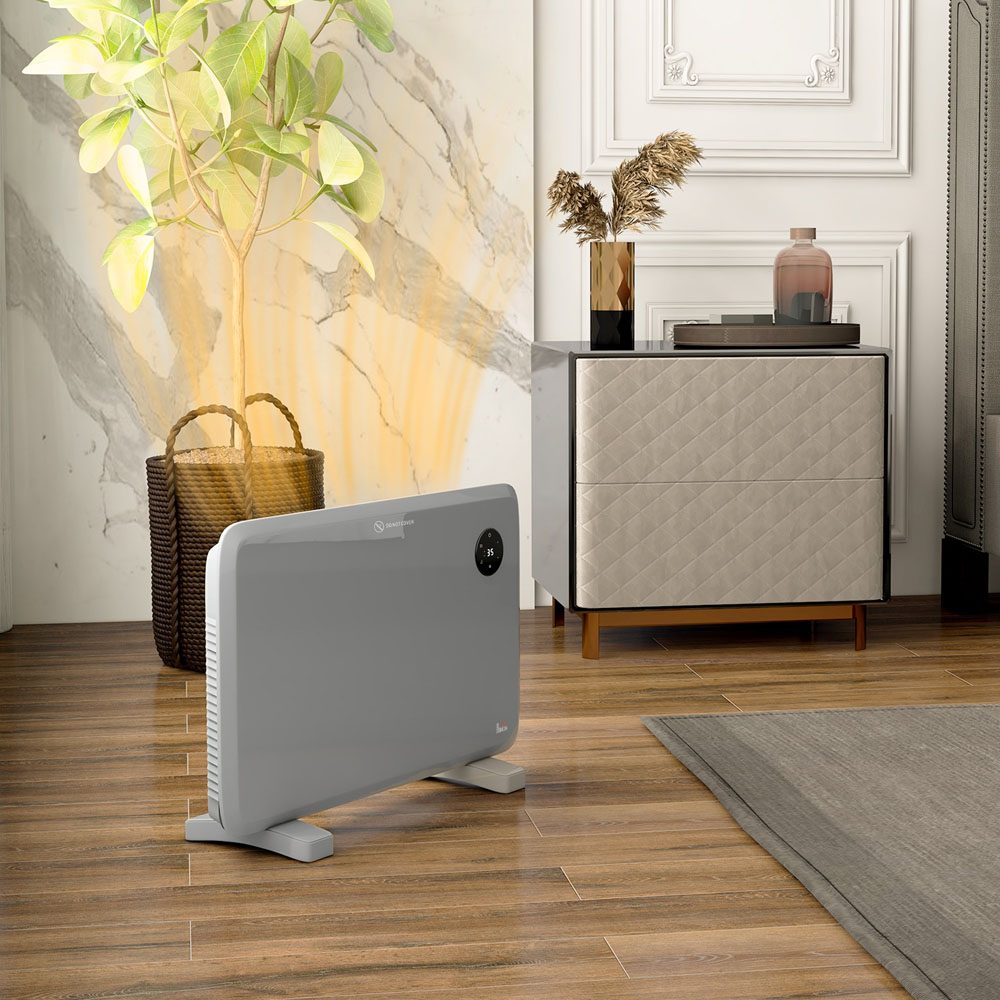 HOMCOM Grey Electric Convector Heater with LED Display and Remote Image 2