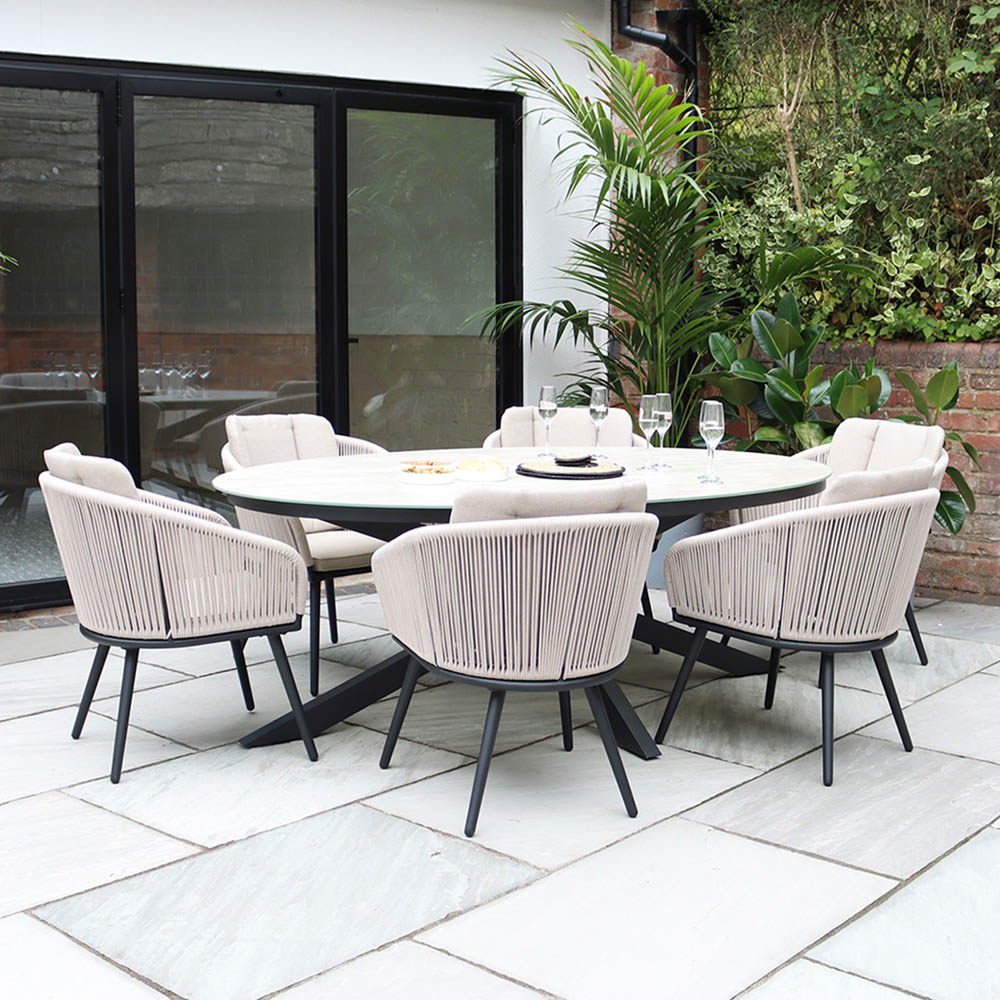 Royalcraft Bali 6 Seater Oval Ceramic Rope Dining Set Image 7