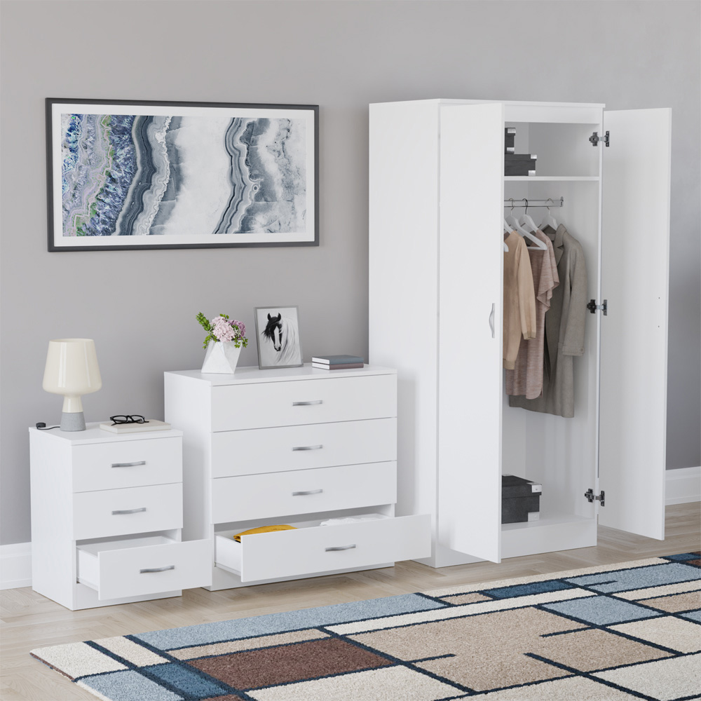 VIDA DESIGNS Riano White 3 Piece Bedroom Furniture Set Image 5