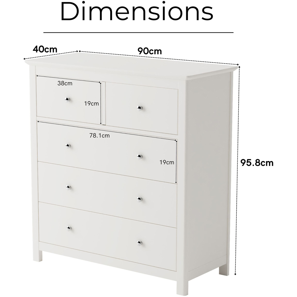 Core Products Nairn 5 Drawer White Chest of Drawers Image 9