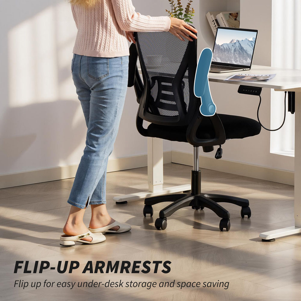 Portland Black Mesh Height Adjustable Office Chair with Lumbar Support Image 4