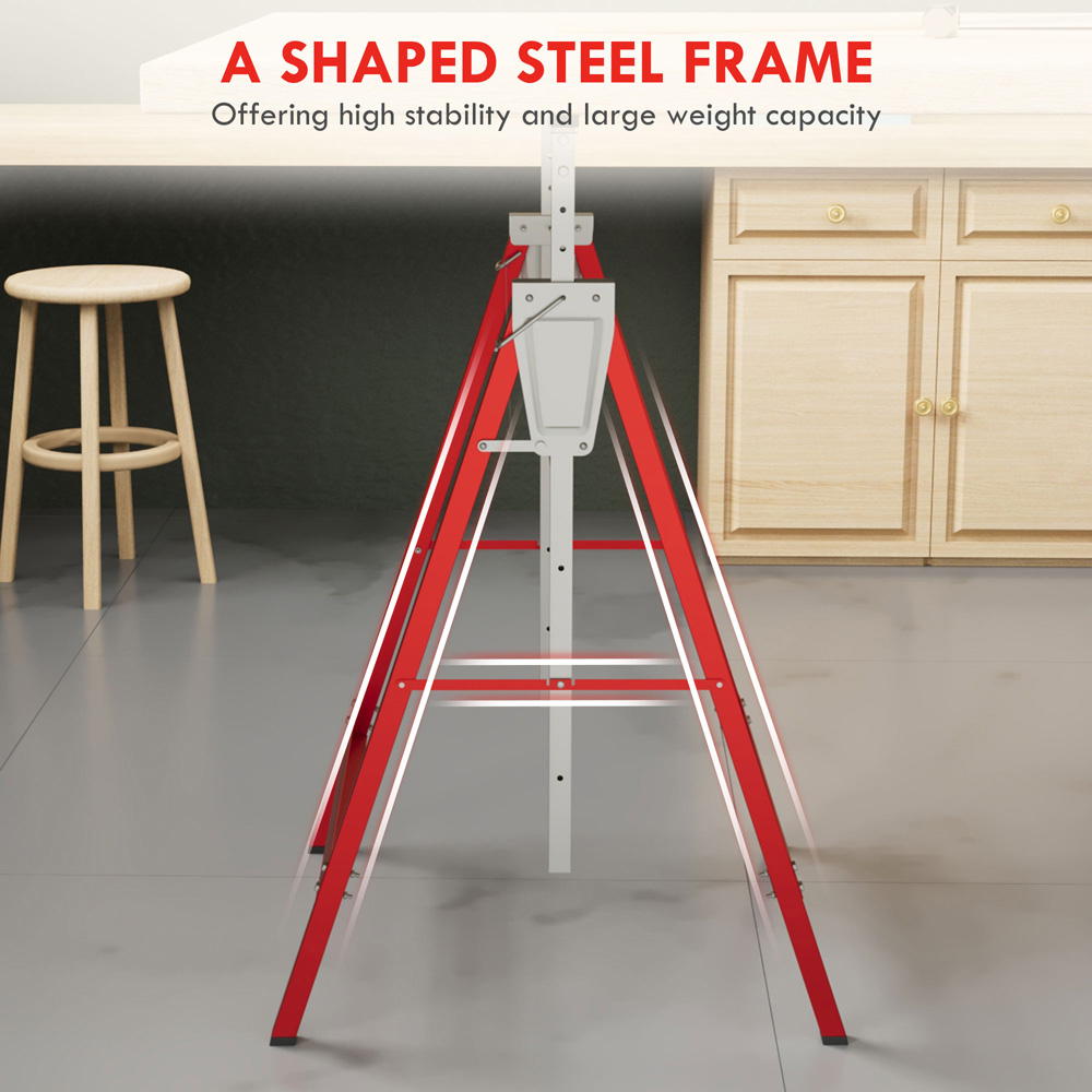 Portland Red Telescopic Folding Builders Steel Saw Horse Set of 2  Image 8