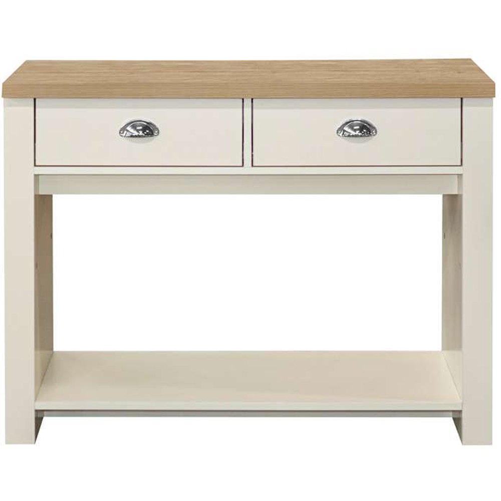 Highgate 2 Drawer Cream and Oak Console Table Image 3