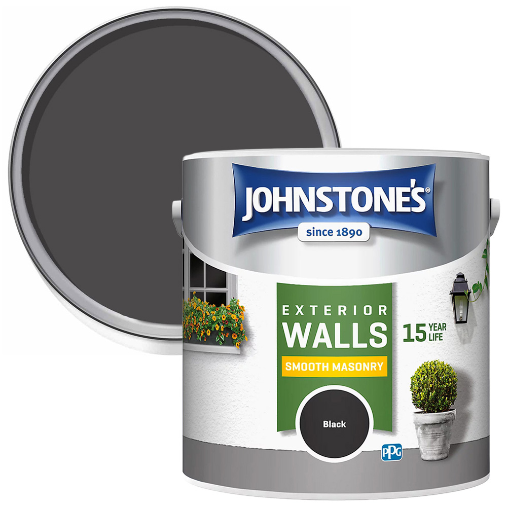 Johnstone's Smooth Masonry Black Paint 2.5L Image 1