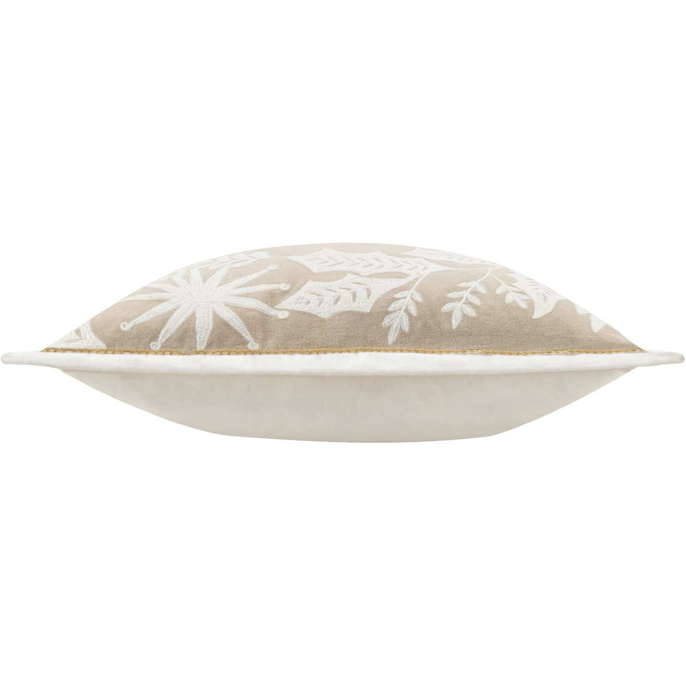 Paoletti Winter Warmest Wishes Embroidered Natural Cotton Cushion 50 x 50cm Image 4