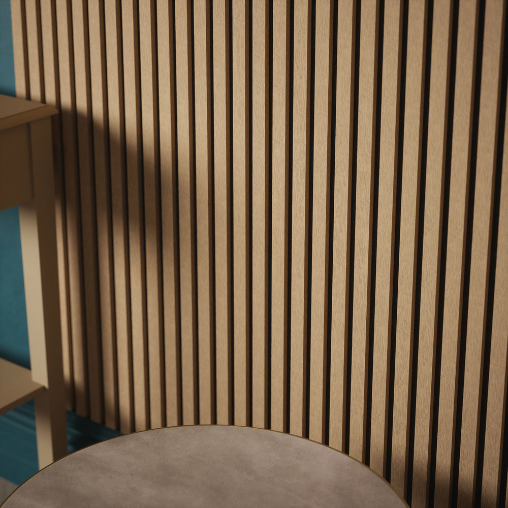 Kraus Easy Living Medium Oak Acoustic Slat Wall Panel 240 x 60cm Image 4