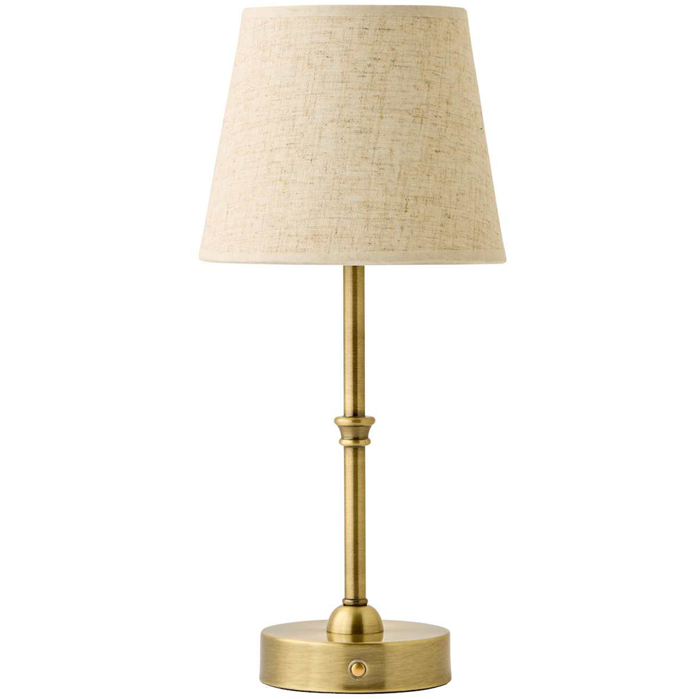 ValueLights Lowe Linen Taper Shade Gold Portable Rechargeable Table Lamp with Bulb Image 1