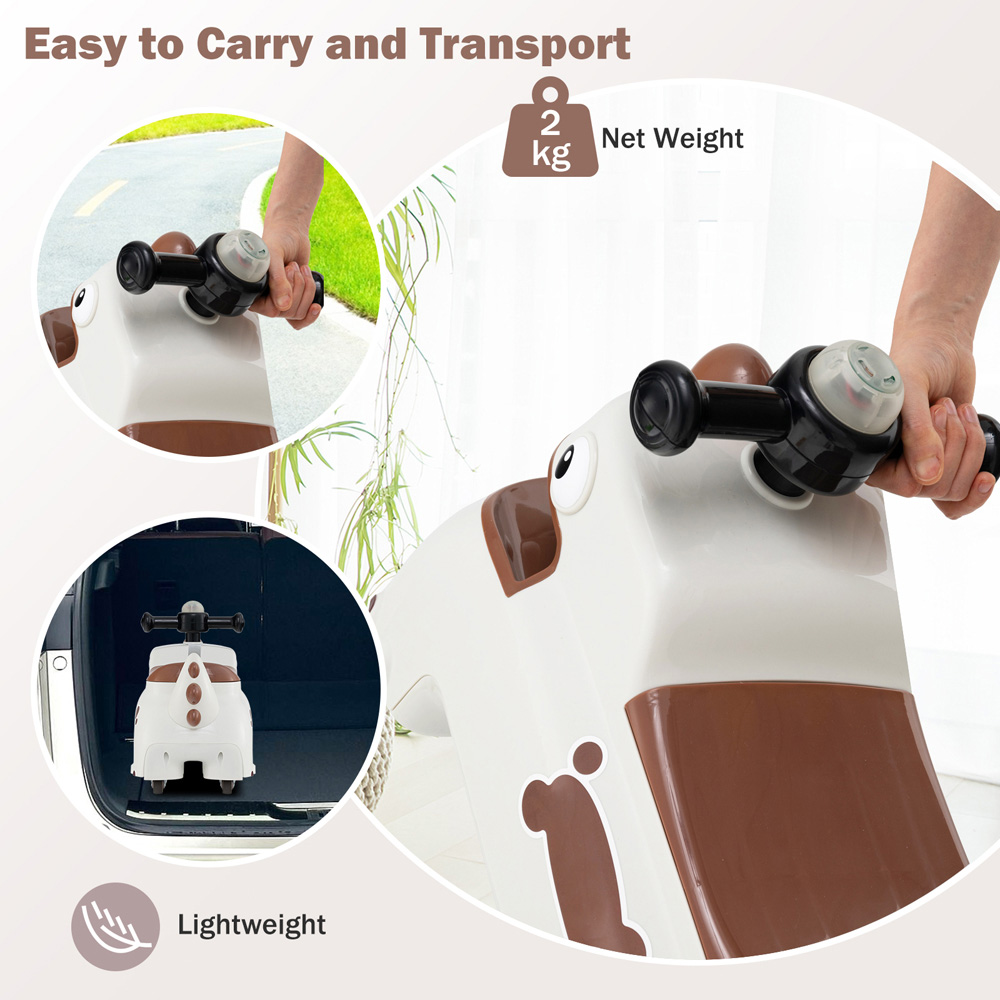 Costway Toddler White Dinosaur Foot to Floor Sliding Ride On Push Car with Storage Image 7