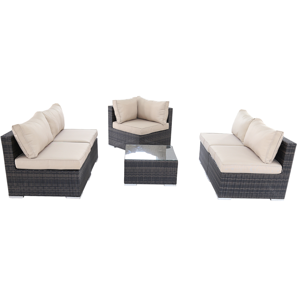 Furniture One 6 Seater Brown Garden Corner Sofa Set Image 5