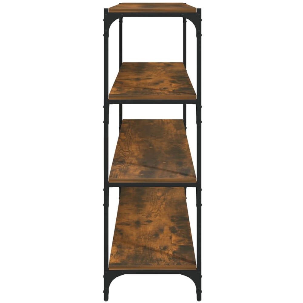 vidaXL 4 Shelf Smoked Oak Wood and Steel Wide Bookcase Image 5