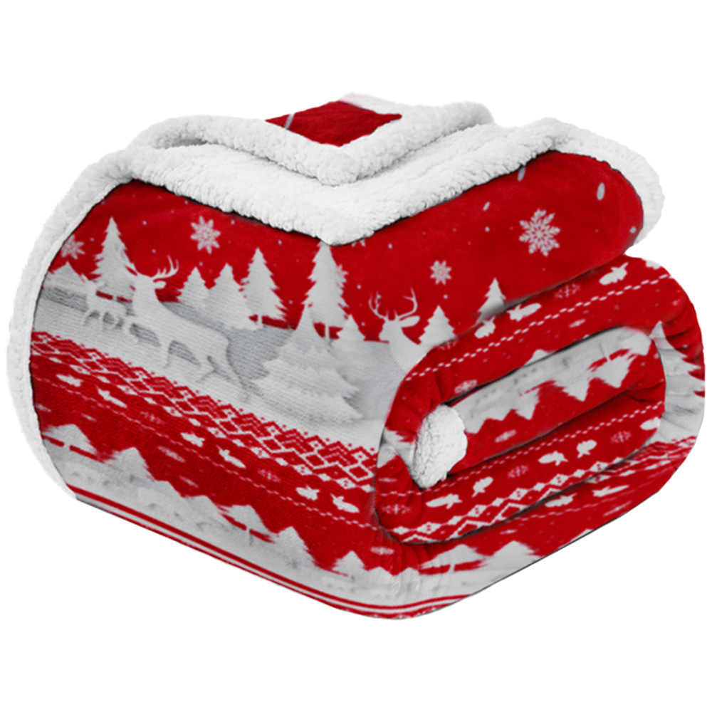 Velosso Red Nordic Teddy Sherpa-Lined Reversible Throw 127 x 152cm Image 1