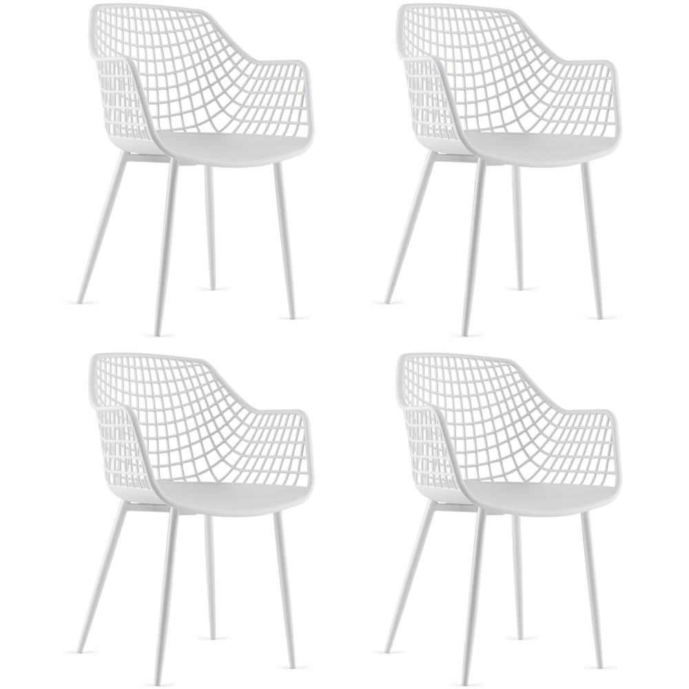 Costway Set of 4 White Airy Hollow Backrest Dining Chairs Image 2