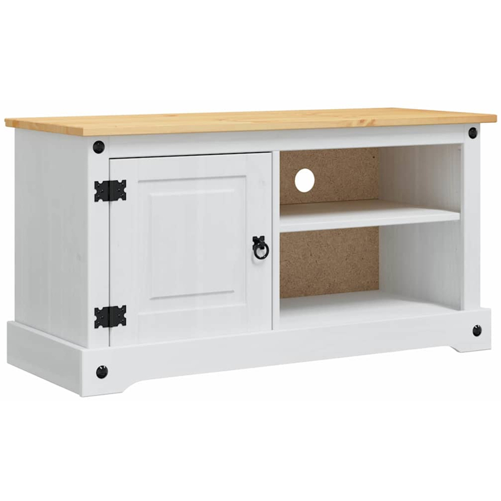 vidaXL Single Door 2 Shelf White TV Cabinet Image 2