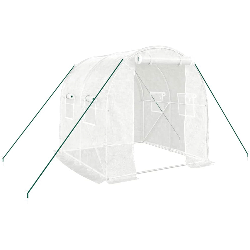 vidaXL White Polyethylene Galvanised Steel Frame 6.5 x 6.5ft Greenhouse Image 1