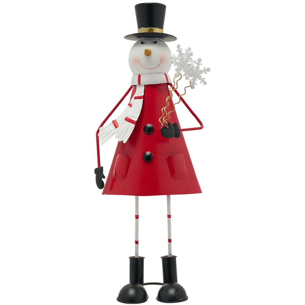 The Christmas Gift Co Metal Snowman Ornament 33cm Image 1