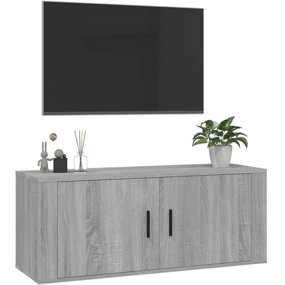 vidaXL 2 Door Grey Sonoma Wall Mounted TV Cabinet Image 4