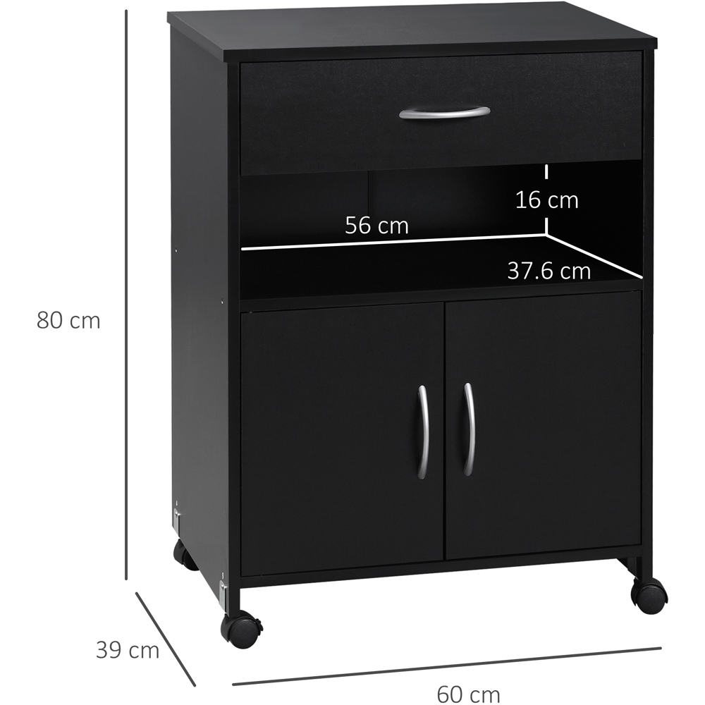 Portland 2 Door Single Drawer Black Printer Table Image 7