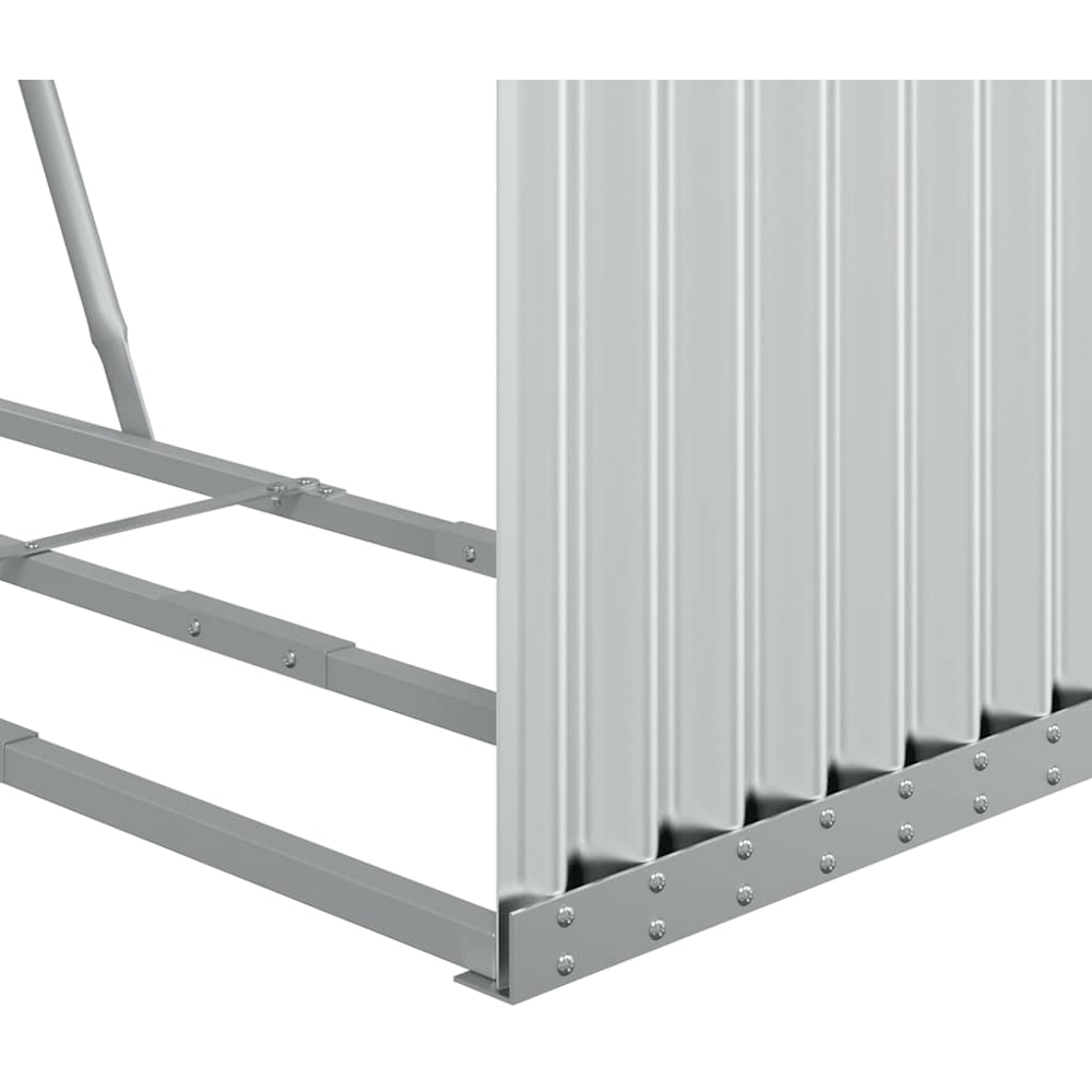 vidaXL Silver Galvanised Steel Firewood Log Holder 140 x 120 x 45cm Image 5